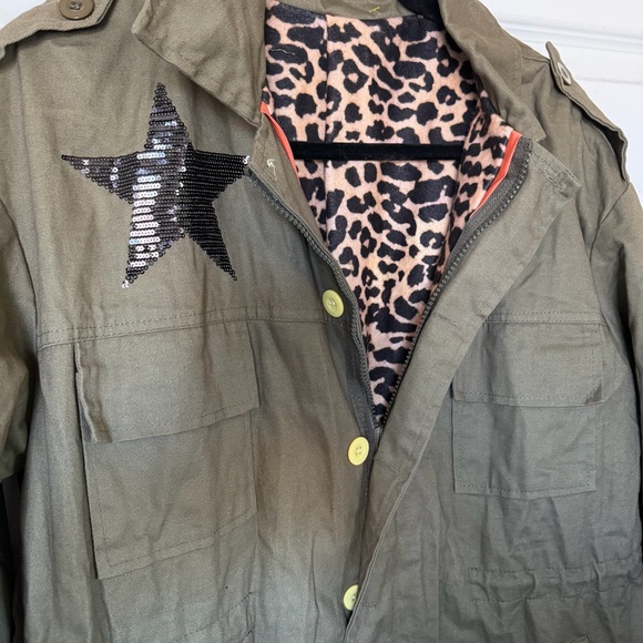 Olive Green Sequin Embellished Jacket - Picture 5 of 8